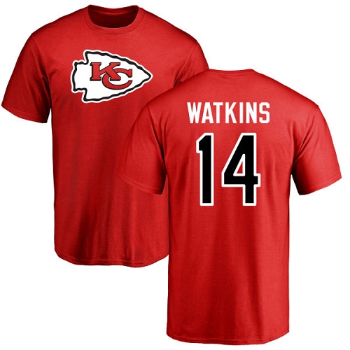 Men Kansas City Chiefs #14 Watkins Sammy Red Name and Number Logo T-Shirt->youth nfl jersey->Youth Jersey